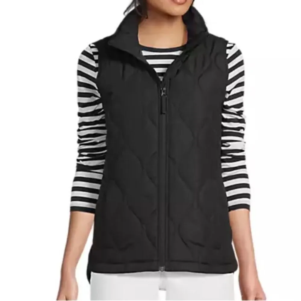 LANDS’ END Women’s FeatherFree Quilted Insulated Vest, Black, Size Small, NWOT